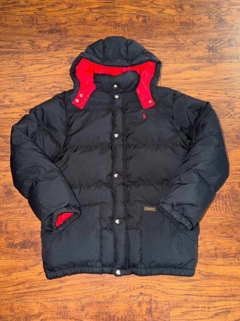 Polo Ralph Lauren Boys Puffer Jacket Black Red Size XL (18-20)